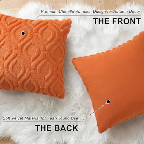 decorUhome Faux Fur Plush Soft Orange Throw Pillow Covers 24x24 Set of 2 - Image 5