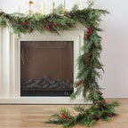 MIZII Christmas Garlands 6FT Artificial Pine Garland with Pinecone Berries Greenery Garland Christmas Decorations for Xmas Fireplace Mantle Home Decor Indoor Outdoor (Garland-6FT) by Mizii