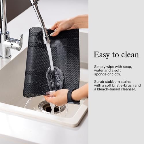 Placemats Set of 12 - Easy Clean Woven Vinyl Placemats for Dining Table, Indoor/Outdoor Place Mats, Washable PVC Table Mats（Black Cube） - Image 4
