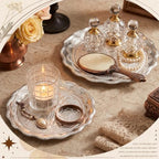 Rtteri 3 Pack Silver Serving Trays Set 8''/10''/12'' Vintage Embossed Round Coffee Table Platters Party Decor Metal Plates Silver Plated Jewelry Display Plates for Wedding Dessert Fruit (Rose) - Image 6