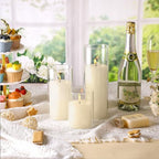 Shihanee 6 Pillar Candles Cylinder Vases,3.4'' X 7", 9.8", 11.8",Ivory - Image 4