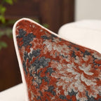 FANAMI Vintage Floral Throw Pillow Covers 20x20 Set of 2 Boho Farmhouse Accent Pillowcase Neutral Modern Chenille Square Decorative Cushion Covers for Couch Sofa Bed Living Room Home Decor, Rust - Image 2
