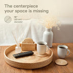 Handwoven Round Rattan Tray 16" (Natural) - Image 2