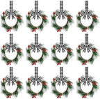 Crowye 12 Pcs Mini Christmas Wreaths Kitchen Cabinet Door, Black and White by Crowye