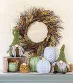 Decorative Handblown Glass Pumpkin Figurine, 5 x 8.5-Inches, Green and Gold - Image 2