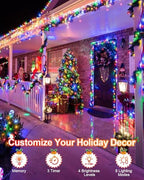 Multicolor Christmas Lights 552FT 1400LED, Extra Long Outdoor String Lights Waterproof, Timer & Memory, 8 Modes Dimmable Plug in Fairy for Outside Tree Wedding Patry - Image 6