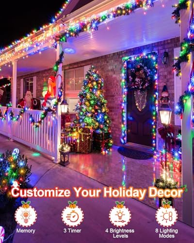 Multicolor Christmas Lights 552FT 1400LED, Extra Long Outdoor String Lights Waterproof, Timer & Memory, 8 Modes Dimmable Plug in Fairy for Outside Tree Wedding Patry - Image 6