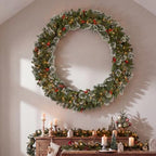 National Tree Company 60in Pre-Lit Flocked Wintry Pine Christmas Wreath - Image 2