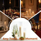 Sandraheer 24 White Pillar Candles and Clear Hurricane Glass Candle Holders - Image 6