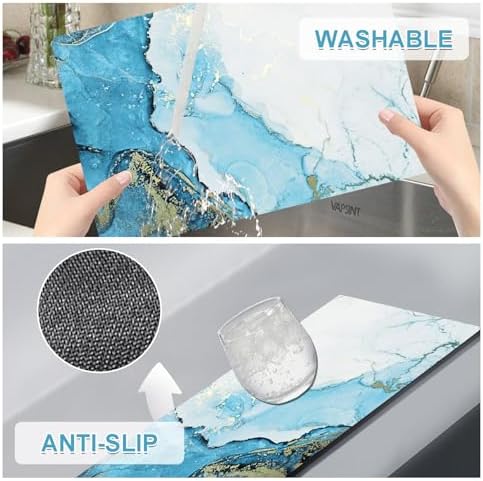 Marble Placemats Set of 4 - Faux Leather Heat Resistant Placemats for Dinner Table, Non-Slip Waterproof Oil-Proof Washable Reusable Placemat for Indoor Outdoor Kitchen Decor, 15.75In*11.81In - Image 6