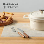 Leetaltree Wheat Placemats Set of 12 - Heat Resistant Non-Slip Place mats for Dining Table, Washable Durable PVC Vinyl Woven Table Mats（Wheat, 12） - Image 5