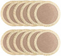 FunWheat 15 Inch Round Jute Placemats Set of 12, Braided Burlap Table Mats for Dining Table, Heat Resistant Farmhouse Woven Placemats for Fall Farmhouse Decor (Coarse-Edged Sunflower) by FunWheat