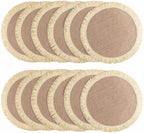 FunWheat 15 Inch Round Jute Placemats Set of 12, Braided Burlap Table Mats for Dining Table, Heat Resistant Farmhouse Woven Placemats for Fall Farmhouse Decor (Coarse-Edged Sunflower) by FunWheat