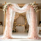 Ebrima 3 PCS Pink Floral Table Runner 9.2FT Embroidery Tulle FlowerTable Runner Mesh Lace Fabric for Home Garden Wedding Party Dining Table Decor DIY Craft (3) - Image 2