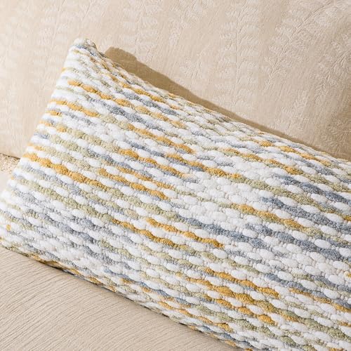AmHoo Boho Chenille Pillow Cover Decorative Tufted Pillowcase for Couch Bed Sofa Bedroom Living Room Modern 14 x 36-Inch Grey - Image 4