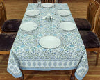 72x118 Inches Rectangle Hand Block Printed Cotton Tablecloth, Green Blue Floral Table Cloths Washable, Indian Table Linen for Halloween Christmas Outdoor Thanksgiving Gifts Home Decor Dinning Outdoor - Image 2
