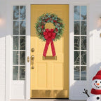 zjlmit Artificial Christmas Wreath 24Inch Christmas Wreaths for Front Door Norfolk Pine Wreath with Eucalyptus Leaves Red Berries Pine Cones Red Bow for Wall Indoor Outdoor Winter Xmas Decoration - Image 2