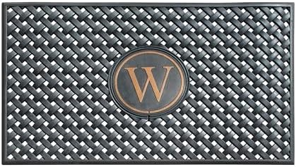 A1HC Natural Rubber Front Door Mat 24x39 inches, Monogrammed Doormat for Entryway, Heavy Duty Shoe Scraper Welcome Mat for Porch, Patio & Outside Entrance - Black by A1HomeCollectionsLLC