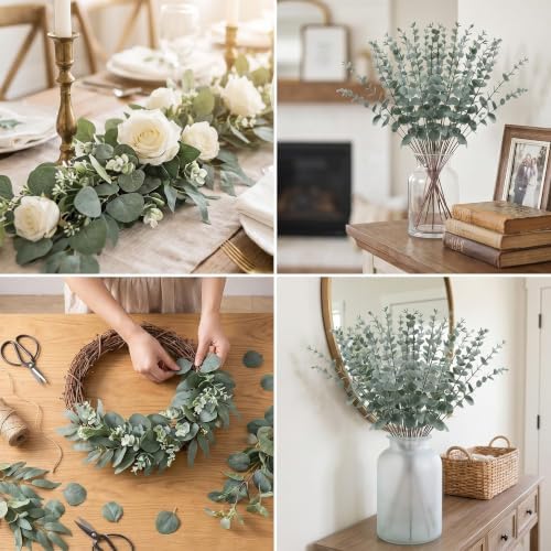 Artificial Mixed Eucalyptus Stems Leaves Bulk – 130pcs Realistic Greenery. - Image 5