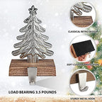 JUSTOTRY Christmas Stocking Holders for Mantle Set of 3 Tree and Snowflakes and Deer with Non-Skid Silver Stockings Holders for Fireplace Home Decor Durable and Sturdy Holiday Decorative Stand - Image 3