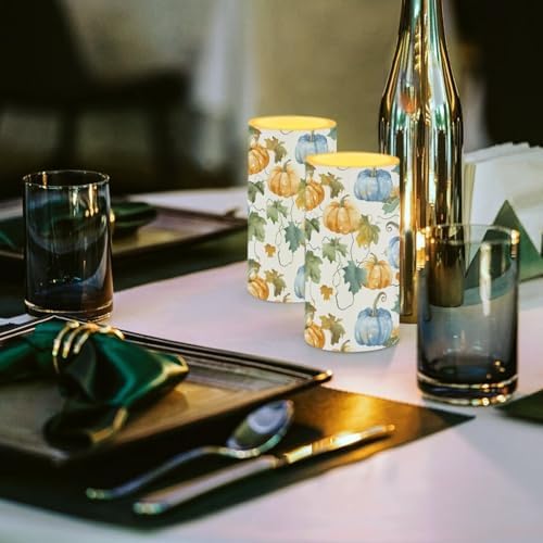 Battery Operated Pumpkin Candle Leaves Fall Flameless Candles LED Table Candles with 18-Key Remote Timer Color Changing for Thanksgiving Holiday Party Home Indoor Room Table Decorations - Image 5