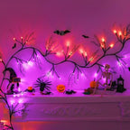 Timer & 8 Modes 9 FT 72 LED Willow Vine Twig Decor Garland with Orange & Purple Lights, Battery Operated Indoor Halloween Decor for Home Mantle Fireplace - Image 3