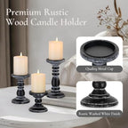 Wood Pillar Candle Holder: Rustic Distressed Black Candle Stand - Image 4