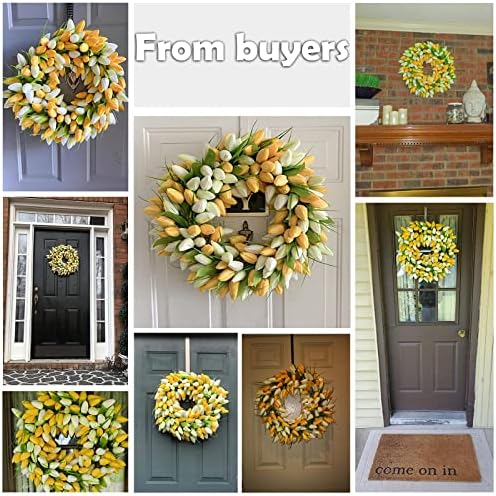 BOMAROLAN Tulip Wreath 20 Inch for Front Door Summer Fall Large Wreaths Springtime All Year Around for Outdoor Door Indoor Wall Or Window Décor Festival Decoration - Image 2
