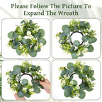 12 Pcs Candle Rings Wreaths Artificial Eucalyptus Garland Greenery Leaves Floral Candle Rings for Pillar Holder Wedding Table Centerpiece Home Decor - Image 3