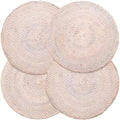 4-Pack Rattan Placemats - 13-inch Round Placemats (Whitewash) - Woven Place Mats, Round Table Mats - Wicker Chargers for Dinner Plates, Plate Chargers Boho by Decvel