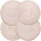 4-Pack Rattan Placemats - 13-inch Round Placemats (Whitewash) - Woven Place Mats, Round Table Mats - Wicker Chargers for Dinner Plates, Plate Chargers Boho by Decvel