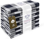 LFH Home 100% Cotton Cloth Reusable Dinner Napkins Set of 12 Washable Soft Decorative Buffalo Plaid Gingham and Checkered Table Napkins for Holidays Wedding Farmhouse Decor 18x18 Inch-Navy Blue&White by LFHHomePrivateLimited