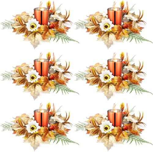 Umigy 6 Set Fall Candle Holders Glass Votive, Maple Leaf, Gold by Umigy