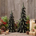 Pinkunn 2 Set Resin Christmas Tree Figurines 11.8" 8.7" Tall Vintage Spruce by Pinkunn