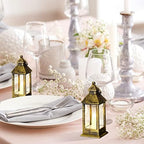Hoolerry 24set Mini Lantern with LED Candle Halloween Wedding Decor, Bronze - Image 4