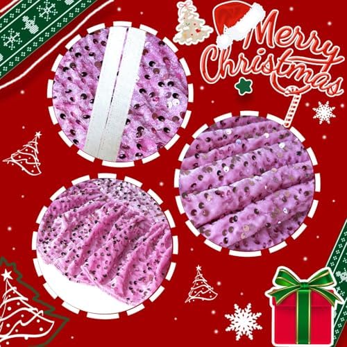 Pink Tree Skirt 45 in Ruffled Christmas Tree Skirts for 6FT Tree - Image 3