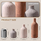 Ceramic Vase Set, 3Pcs Flower Vases for Modern Boho Farmhouse Decor, Decorative Vases for Pampas Grass & Dried Flowers, Distressed Finish - Image 2
