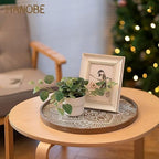 Hanobe 17" Large Round Decorative Tray Coffee Table Decor, Rustic Brown - Image 6