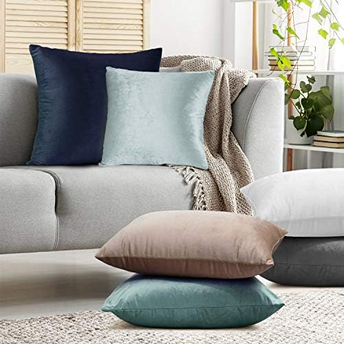 Nestl Throw Pillow Covers, Cozy Velvet Decorative Outdoor Pillow Covers 20X20 Inches, Soft Solid Cushion Covers for Sofa, Bed and Car, Set of 4 - Teal - Image 7