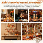 12 PCS Fall Taper Candle Rings Wreaths 1.38" Pumpkin Berries Wheat Taper Candle Holder Wreaths Thanksgiving Autumn Harvest Mini Floral Wreath for Pillar Candle Farmhouse Home Table Candlesticks Decor - Image 5