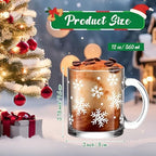 Maxcheck 6 Pack 12 oz Christmas Snowflake Coffee Mugs Glass Cups - Image 3