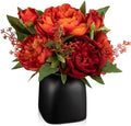 Fall Flowers in Vase Fall Table Centerpiece Faux Floral Arrangements Centerpiece Autumn Artificial Flowers with Vase Fall Flower Centerpieces for Tables Orange Silk Flowers Arrangement in Vase by DILATATA