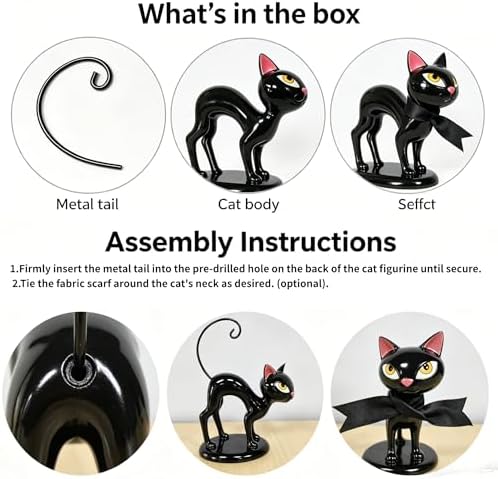 Cynkeyee Halloween Black Cat Statue - 9 in Vintage Mid‑Century - Image 4