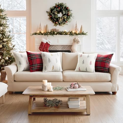 MIULEE Christmas Decorative Faux Fur Pillow Covers 18x18 Inch White Gold - Image 3