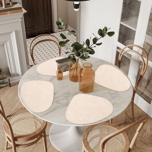 ADRIMER Placemats, Heat Resistant Round Placemats Set of 8 Washable 13 x 17 Inch, Waterproof Table Mats Wipeable for Kitchen, Dining Room Table Christmas Decor, Beige - Image 6