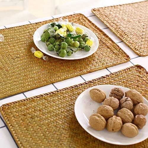 8 Pack Rectangular Woven Placemats, Rattan Wicker Table Mats, 17" x 12", Natural Seagrass Place Mats for Dining Table - Image 2