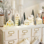 Christmas Decorations Indoor, 5 Lighted Ceramic Christmas Village Houses - Image 6