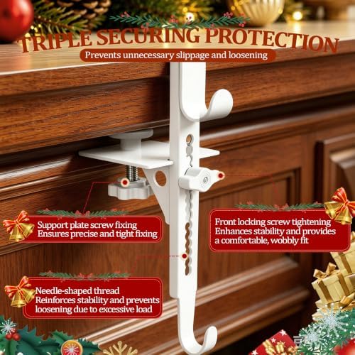 6Pcs Christmas Fireplace Stocking and Garland Hanger Fits 0.87-4.1" Mantle - Image 5