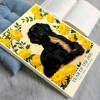 Chinese Lunar Year Of The Dog Wall Art - Black Dog & Yellow Chrysanthemum Canvas Print for Home Decor - Loyal Honest Prudent Kind Theme 12X18 in Black Framed - Image 3