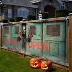 7x16FT Halloween Zombie Garage Door Cover Decorations Halloween Scary Zombie Garage Door Banner for Outdoor Indoor Halloween Decorations Party Photography Backdrop - Image 2
